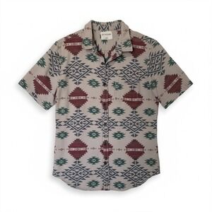 ON THE BYAS Mens Aztec Print Short Sleeve Button Up Shirt Size Large